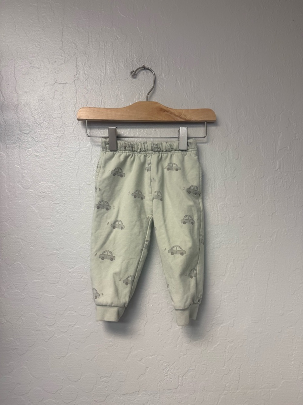 $14 ADD ON Quincy Mae Pale Green Car Joggers 12-18M Janie and Jack Zara